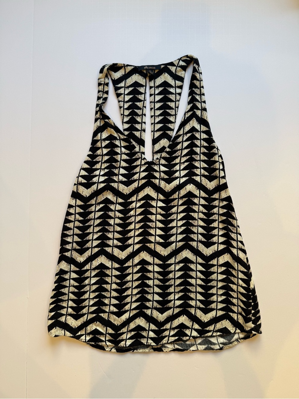 Ella Moss Black and Cream Geometric Racerback Tanktop Size XS